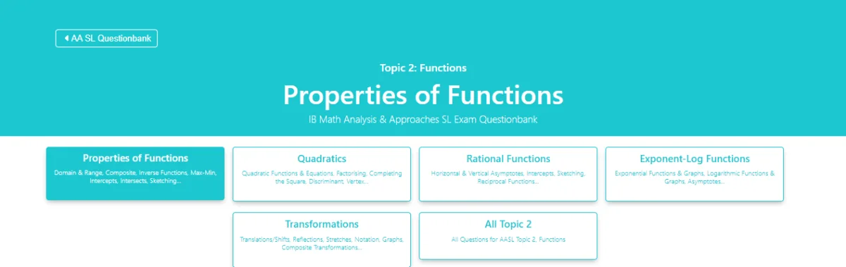 IB Mathematics Question Bank filtered by functions topic and sub-topic