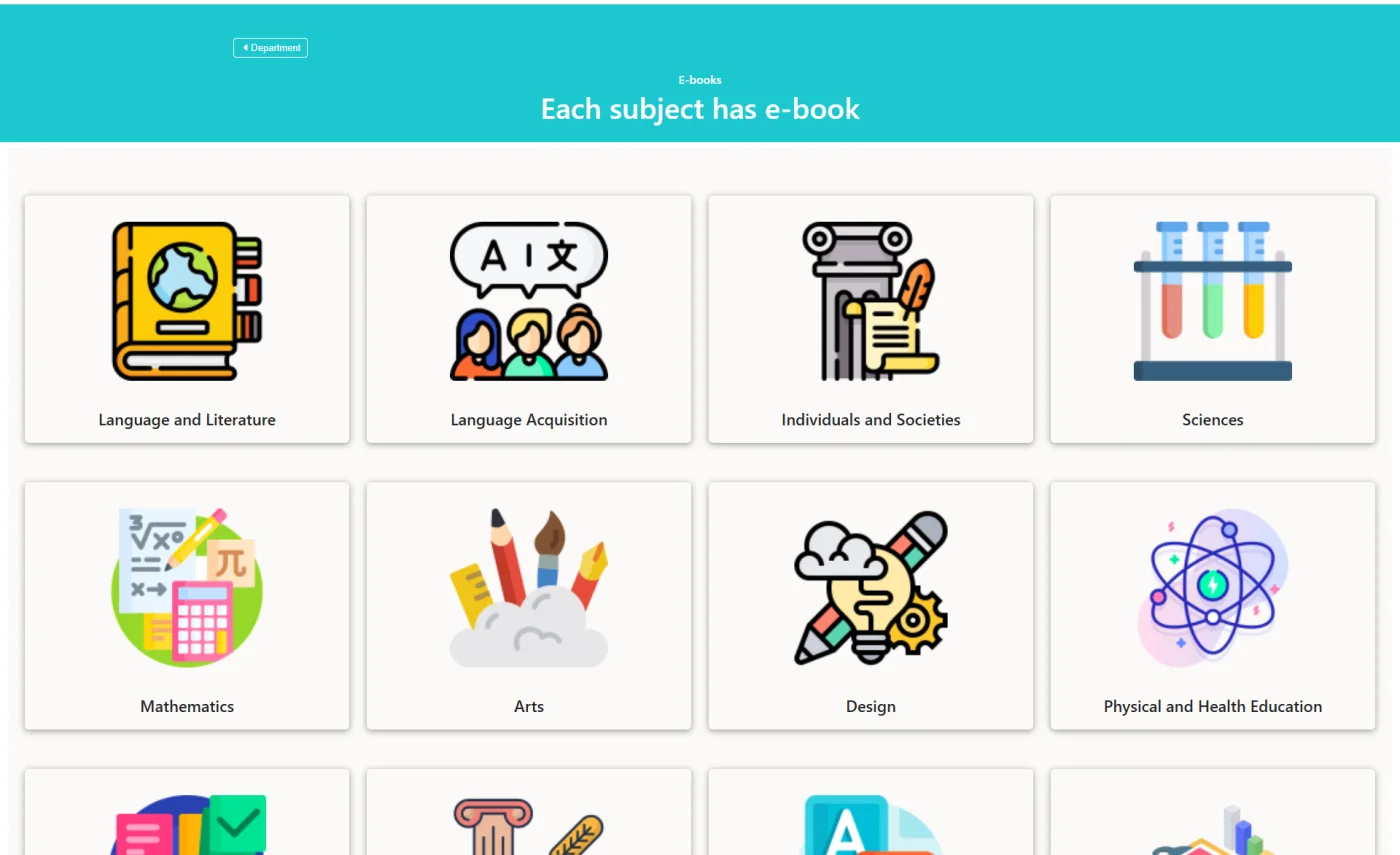 School e-book library organised by subject